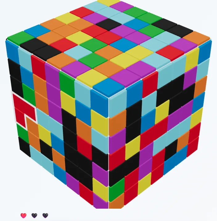 A Power Mode cube at an early stage, smaller than a Daily Double cube